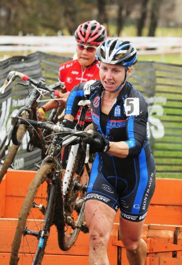 Laura Van Gilder (C3 Athletes serving athletes) racing over the barriers.