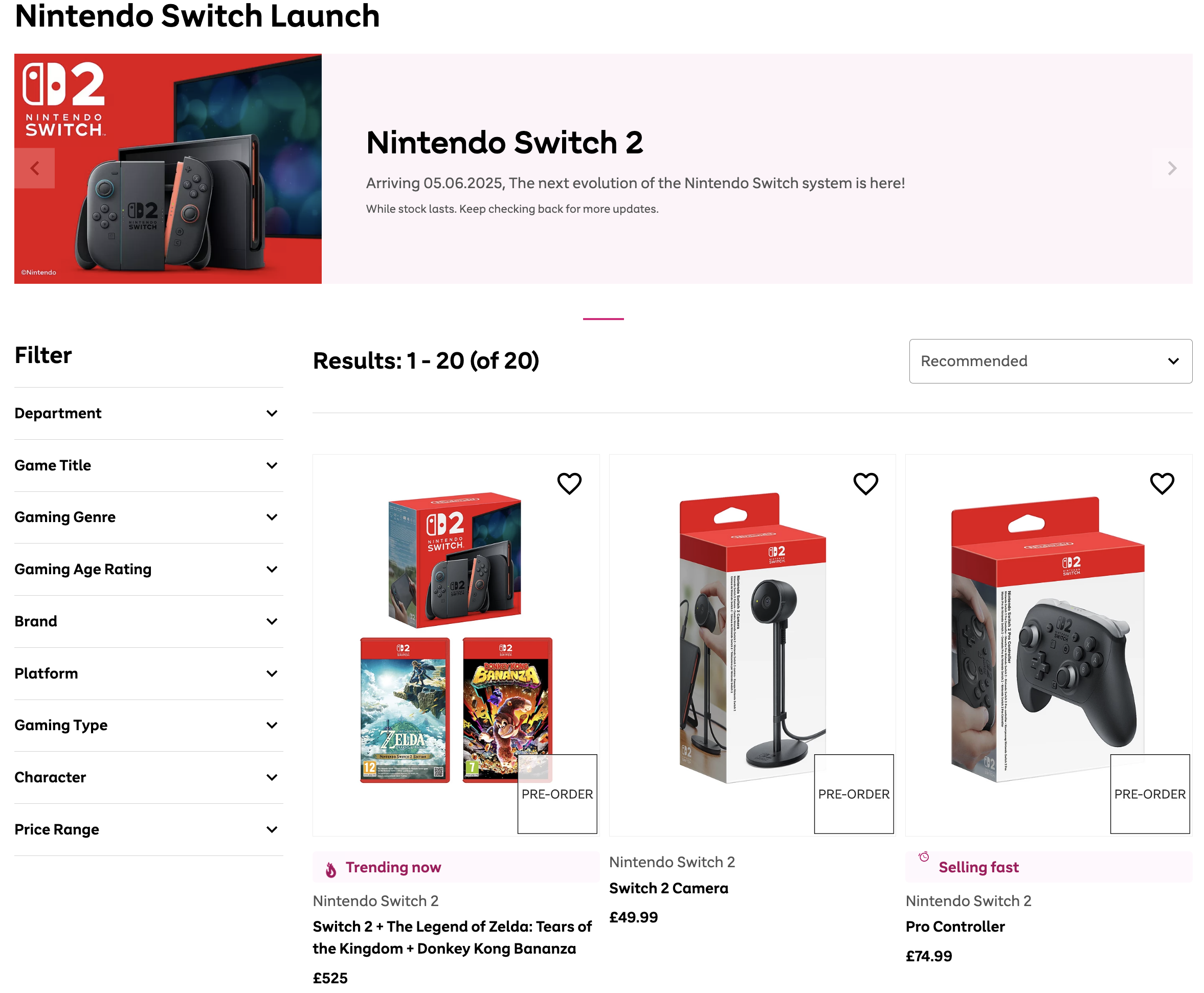 Switch 2 preorders Very