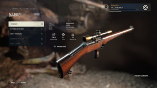 Sniper Elite 5 weapon customization screenshot, showing a sniper rifle.