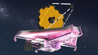 Artist conception of the James Webb Space Telescope, launching on Dec. 25.