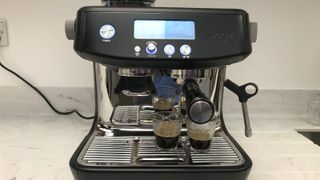 Breville Barista Pro making espresso on a countertop