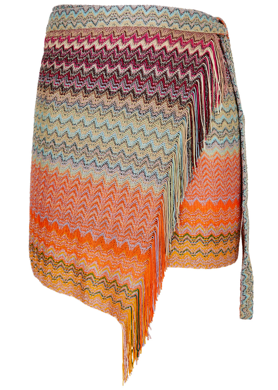 Zigzag-Intarsia Knitted Sarong