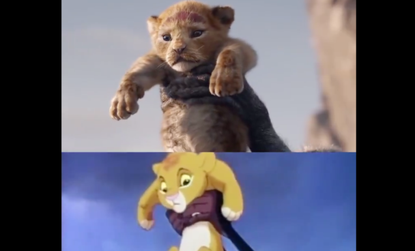 Simba atop Pride Rock in the new Lion King remake.