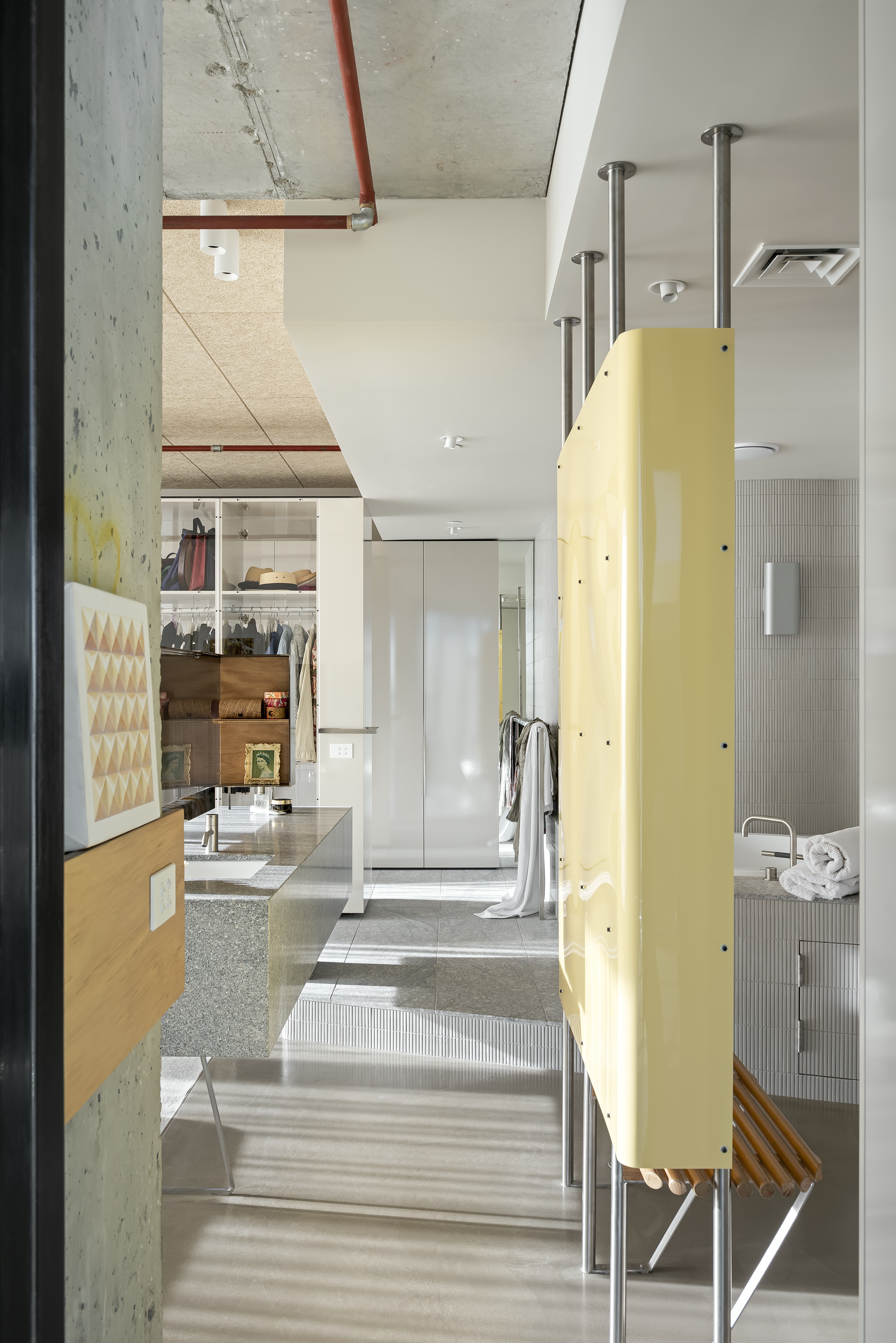 bright and open interiors with views through and reflections at The Republic Tower apartment by Multiplicity