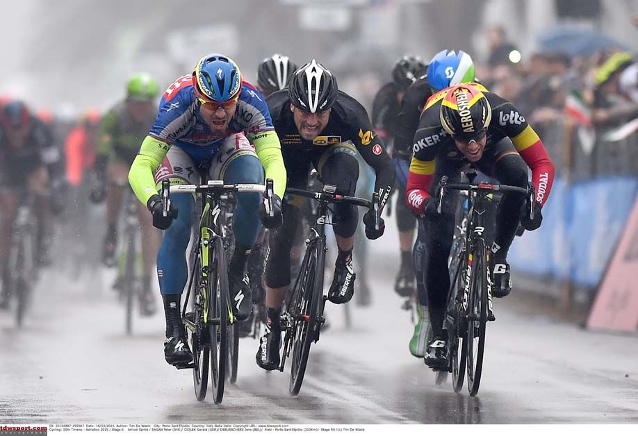 Peter Sagan wins in the rain on stage 6 of Tirreno-Adriatico