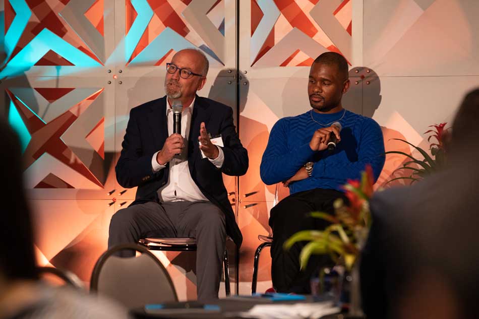 Advertising on CTV panelists Ray Yinger (l.), VP of agencies and brands at Comscore, and Pierre Coleman, director, West Coast sales for Vevo.