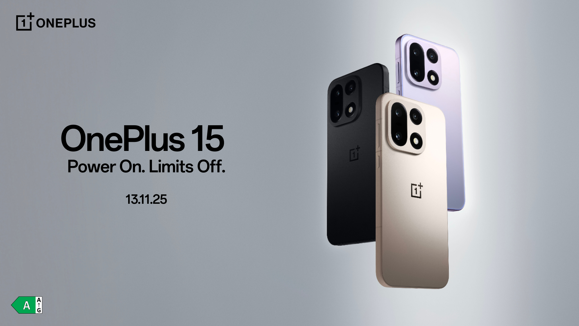 The OnePlus 15 series on a grey background