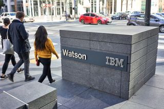 Watson and IBM on a block outside its San Francisco building 