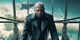 Nick Fury gazing intently in Captain America: The Winter Soldier