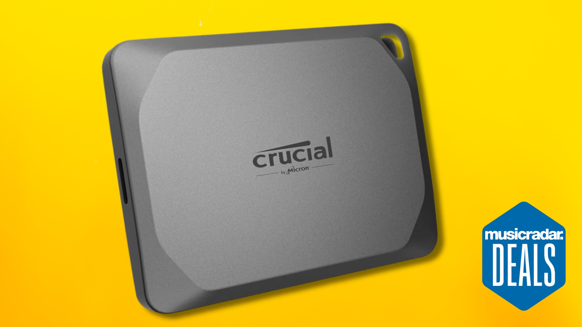 A Crucial SSD on a yellow background