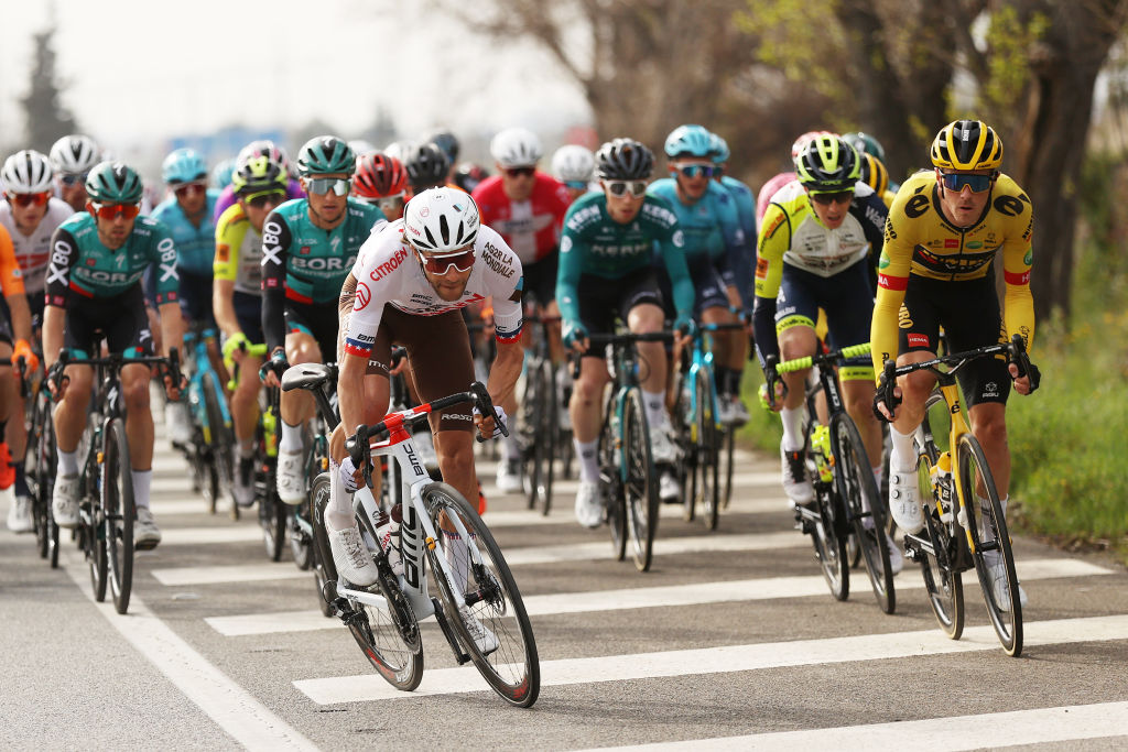 BARCELONA SPAIN MARCH 27 Larry Warbasse of United States and AG2R Citren Team competes during the 101st Volta Ciclista a Catalunya 2022 Stage 7 a 1387km stage from Barcelona to Barcelona VoltaCatalunya101 WorldTour on March 27 2022 in Barcelona Spain Photo by Gonzalo Arroyo MorenoGetty Images