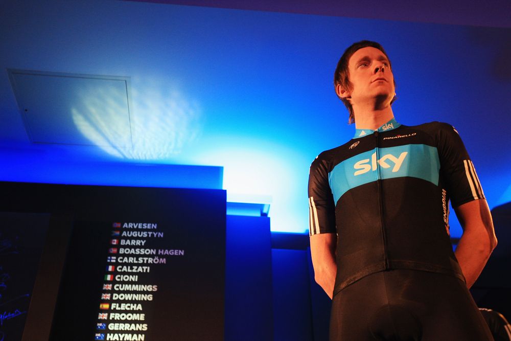 Bradley Wiggins is presented as a Team Sky rider in 2010