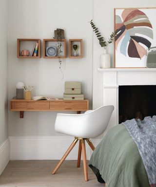 Wooden desk shelf, mantel