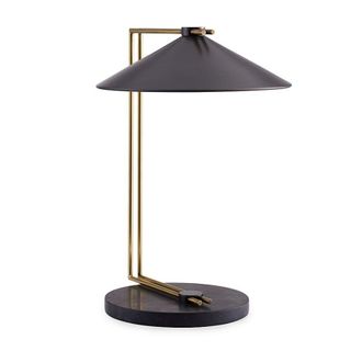 An iron table lamp