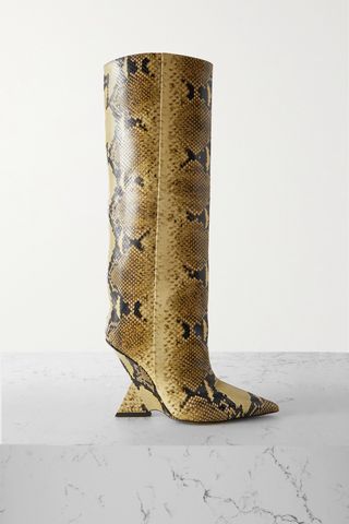 Cheope Snake-Effect Leather Knee Boots