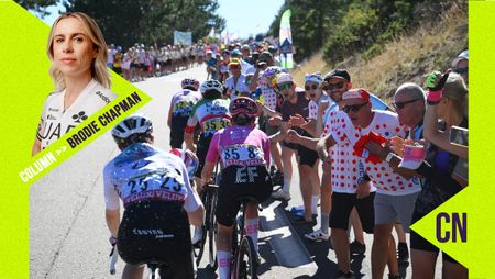 Antonia Niedermaier (Canyon-SRAM), Cedrine Kerbaol (EF Education-Oatly), Paula Blasi and Elisa Longo Borghini (UAE Team L'IMAD) on the chase on stage 7 of the Tour de France Femmes to the top of Mont Ventoux