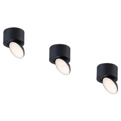 three modern black adjustable spot lights