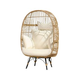 White and wooden outdoor boho chair