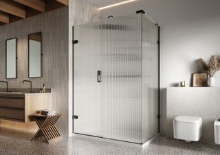 eco bathroom with fluted glass shower screen