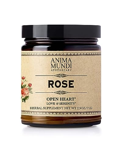 Anima Mundi Apothecary Love + Serenity Rose Petal Powder - With Edible Dried Rose Petals &amp;amp; Buds - for Heart Chakra - Fluffy, Aromatic Blend for Teas, Lattes, Desserts, and More (2.5oz / 71g)