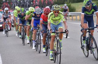Alberto Contador (Tinkoff) drives the breakaway to ensure he moves up the overall standings