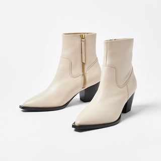 Oliver Bonas cream cowboy boots