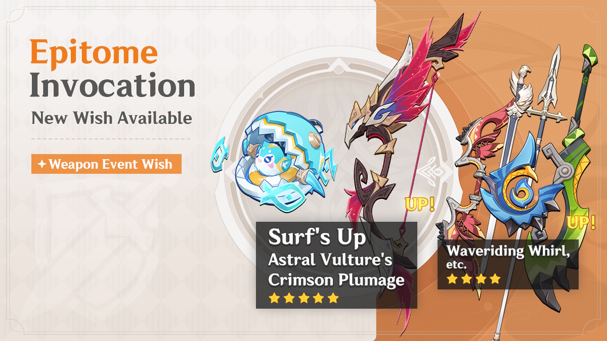 Genshin Impact banners - 5.8 weapons banner with Mualani and Chasca's signature weapons