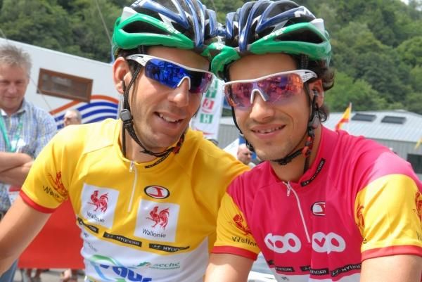 The morning's leader Laurent Mangel and sprint leader Jeremie Galland.