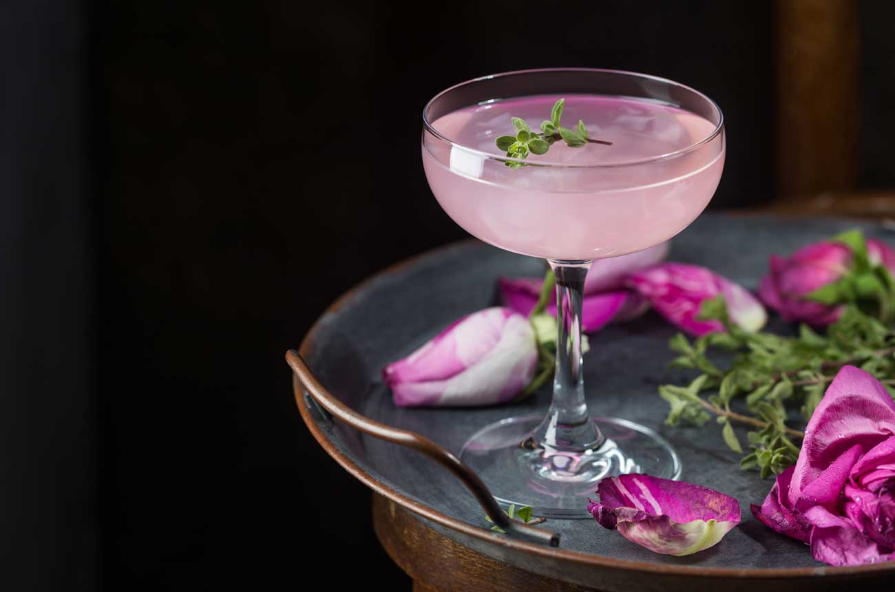 Pink gin cocktail