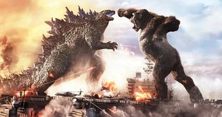 Godzilla and Kong face off in an epic battle.