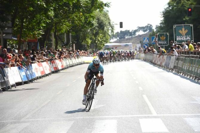The peloton were breathing down his neck for miles, but Tony Martin (Omega Pharma-QuickStep) was only caught 100 metres from the finish line.