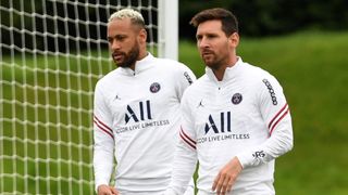Neymar and Lionel Messi training for PSG
