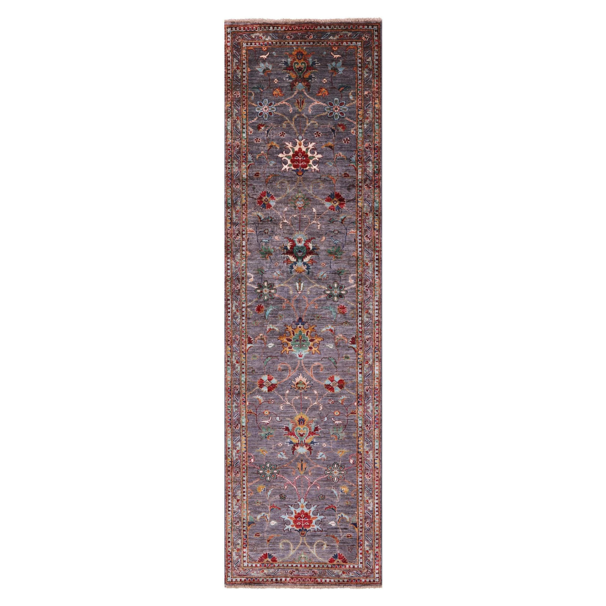 a purple Persian runner rug