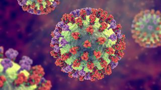 illustration of influenza virus particles