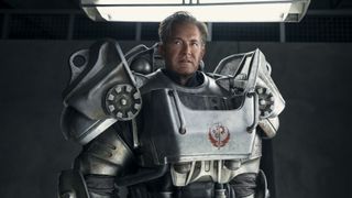 Hank wearing power armor in the Fallout TV series