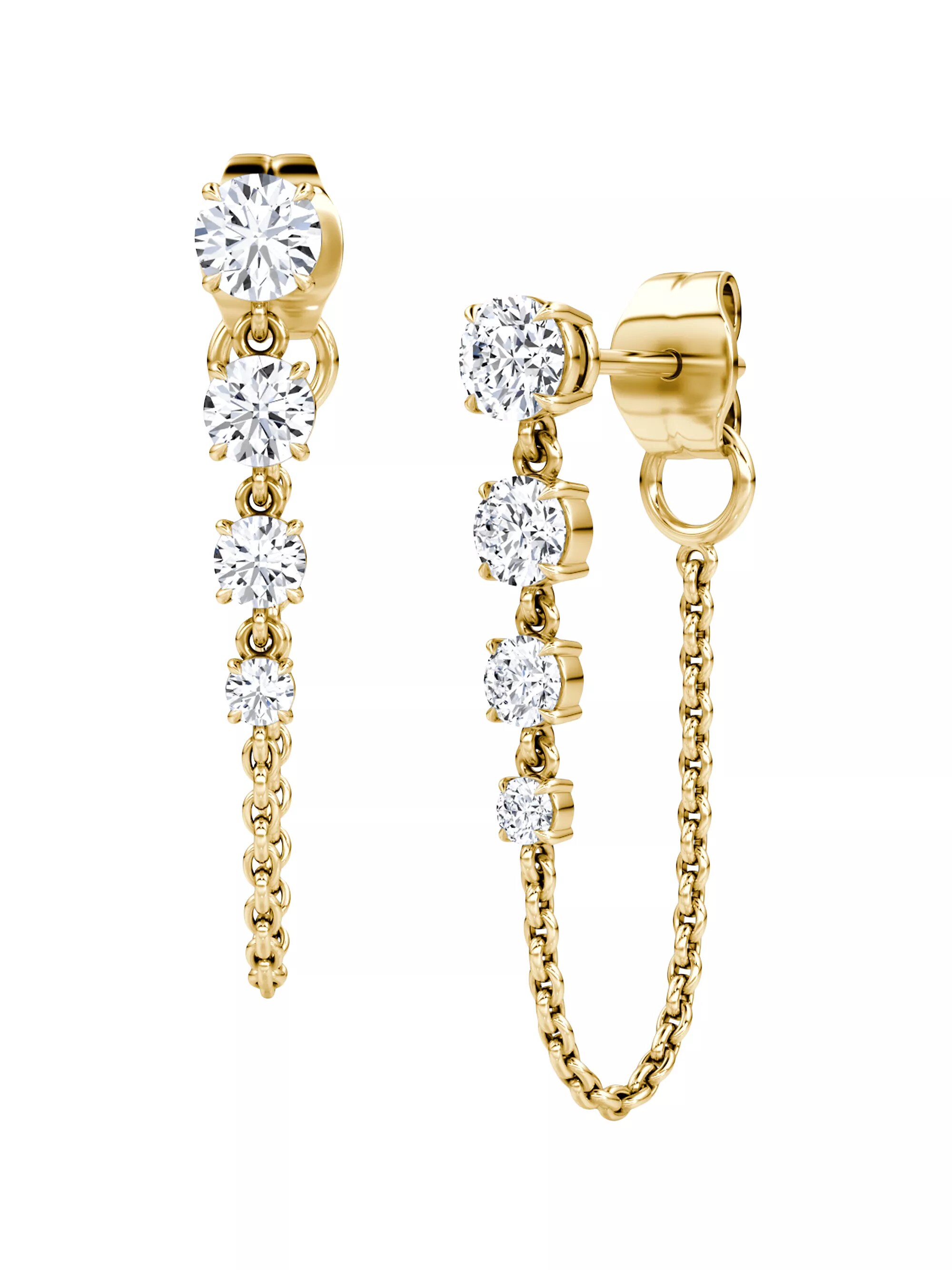 14k Yellow Gold & 1.10 Tcw Lab-Grown Diamond Linked Tennis Earrings