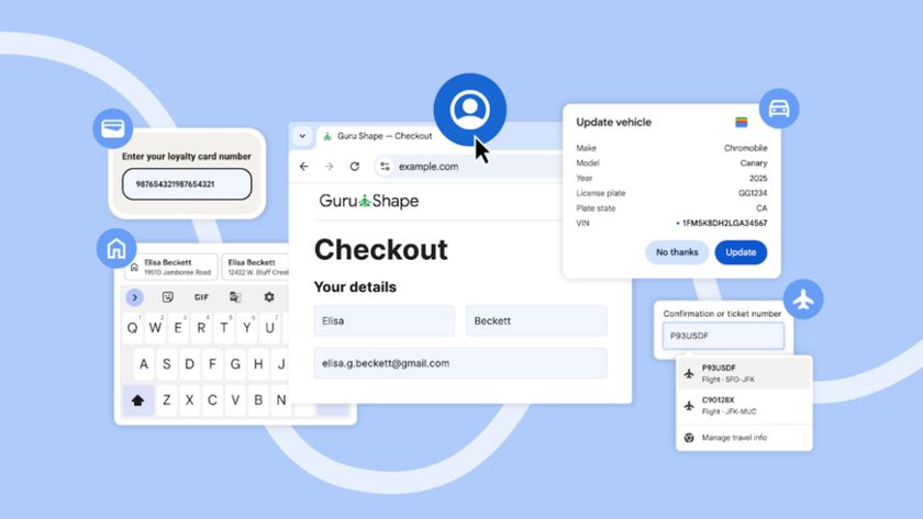 Chrome&#039;s enhanced autofill features being used to book flights and enter vehicle information.
