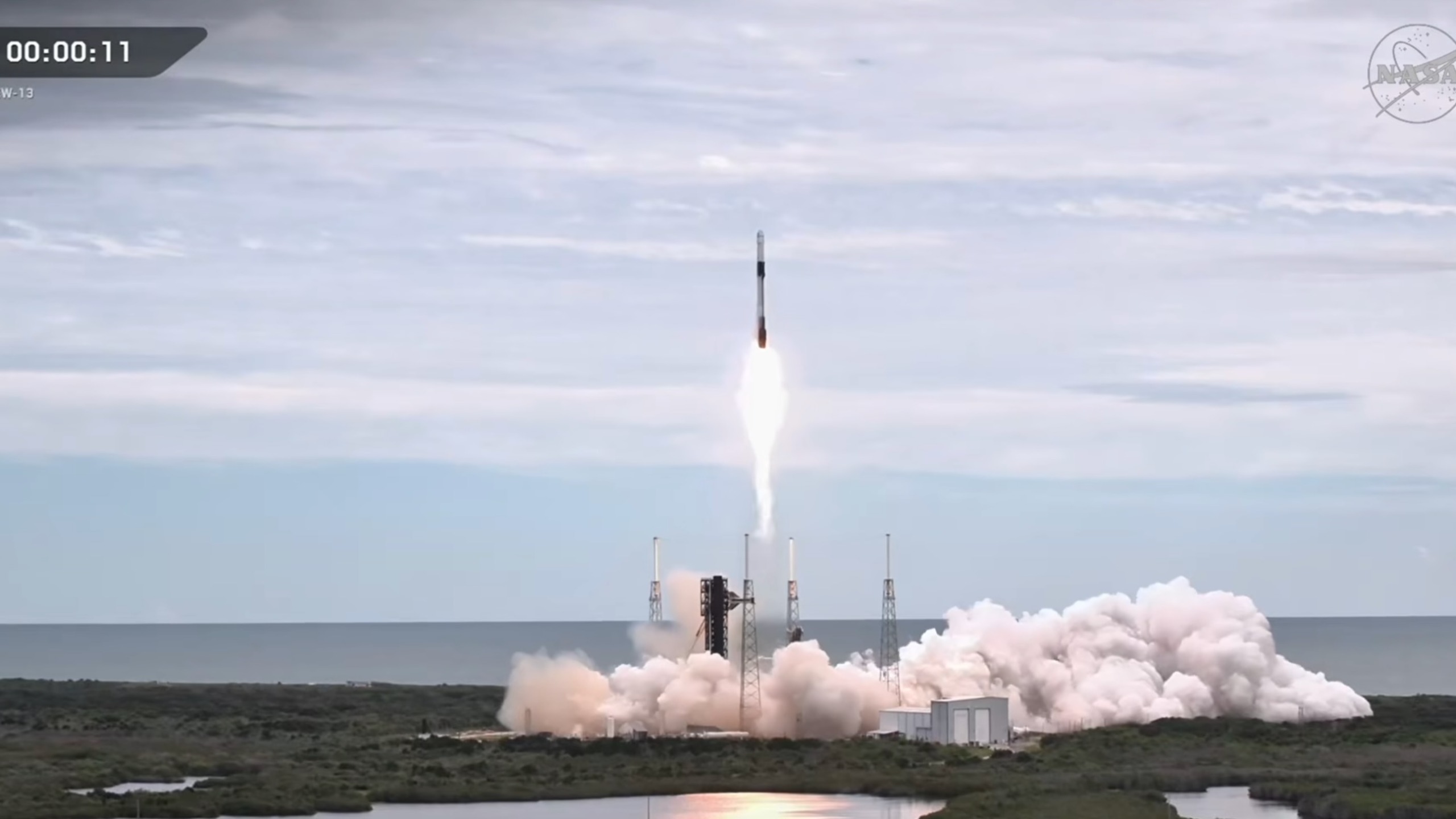 A SpaceX Falcon 9 rocket launches the Crew-13 astronaut mission to the International Space Station for NASA from Florida on Oct. 1, 2026. 