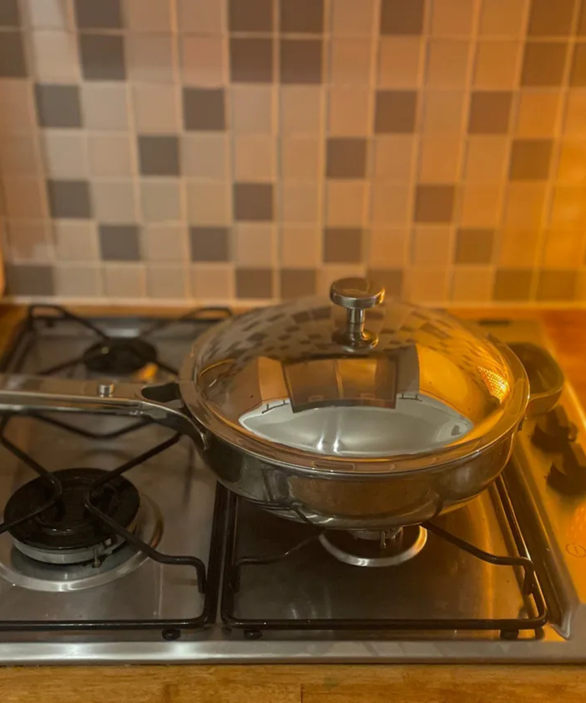 Our Place Titanium Always Pan on. my stovetop at home