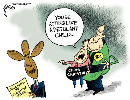Political cartoon U.S. Chris Christie NRA Obama