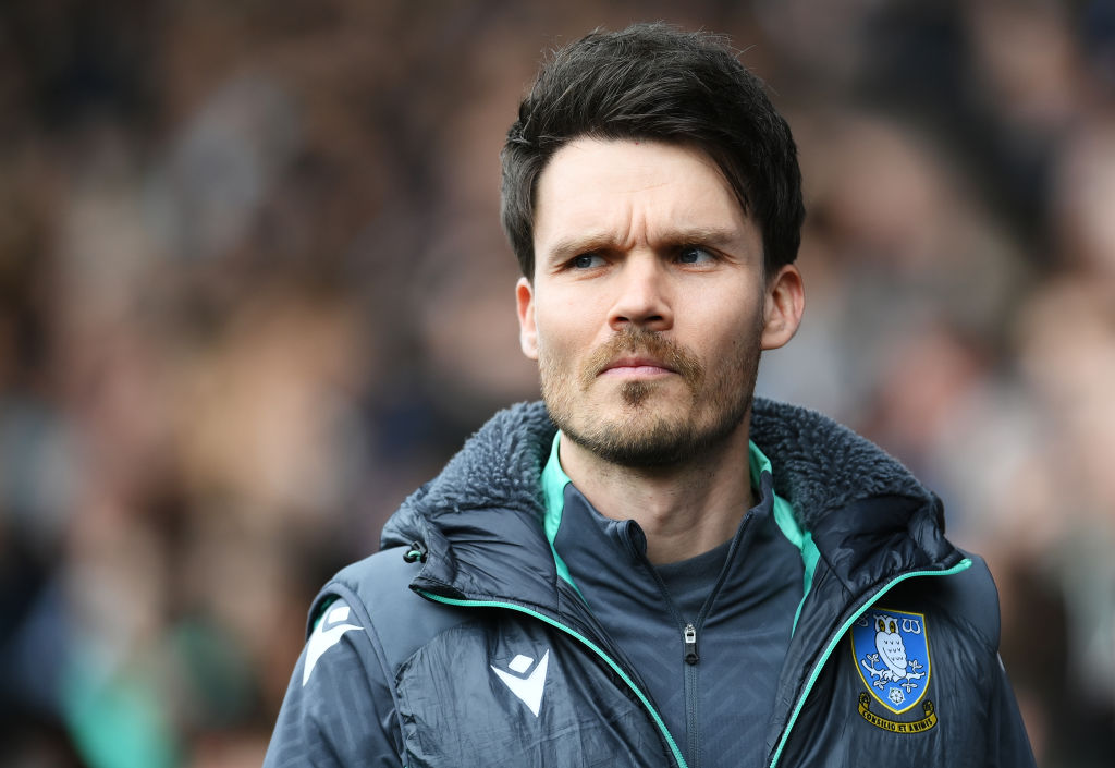 Danny Rohl, Manager of Sheffield Wednesday, looks on during the Sky Bet Championship match between Sheffield Wednesday and Stoke City at Hillsborough on April 13, 2024 in Sheffield, England. (Photo by Ben Roberts Photo/Getty Images)