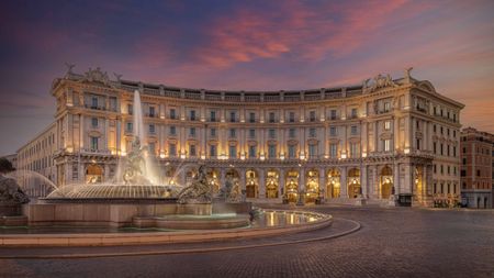 An exterior view of the entrance to the Anantara Palazzo Naiadi Hotel in Rome