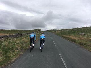 Oliver Naesen and Yves Lampaert ride the 2019 World Championships men's road race course