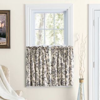  Emogene Toile Cotton Tailored 84'' Cafe Curtain