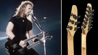 James Hetfield performs live with his ESP Horizon Double Neck Montreal