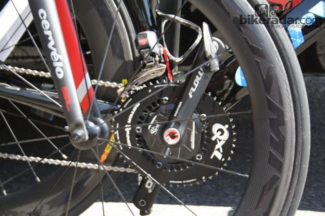 David Millar (Garmin-Sharp) is using the new Rotor QXL chain rings which are 15 per cent more ovalised than standard Q-Rings used by some of his teammates