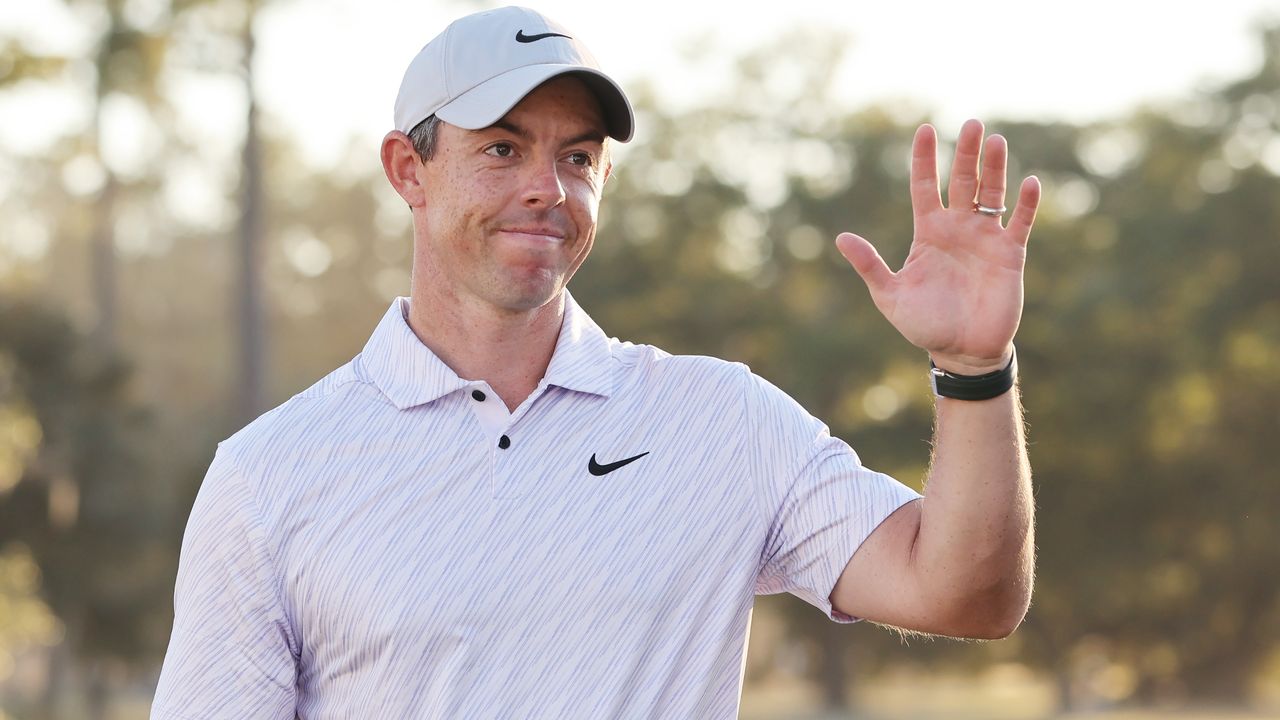 Rory McIlroy celebrates after winning the 2022 CJ Cup