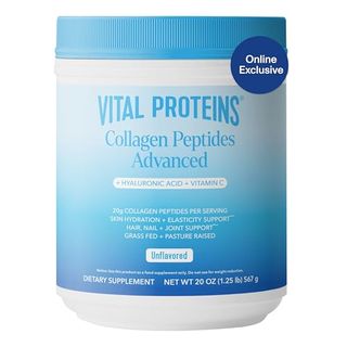 Vital Proteins Collagen Peptides Powder With Hyaluronic Acid and Vitamin C, Unflavored, 20 Oz