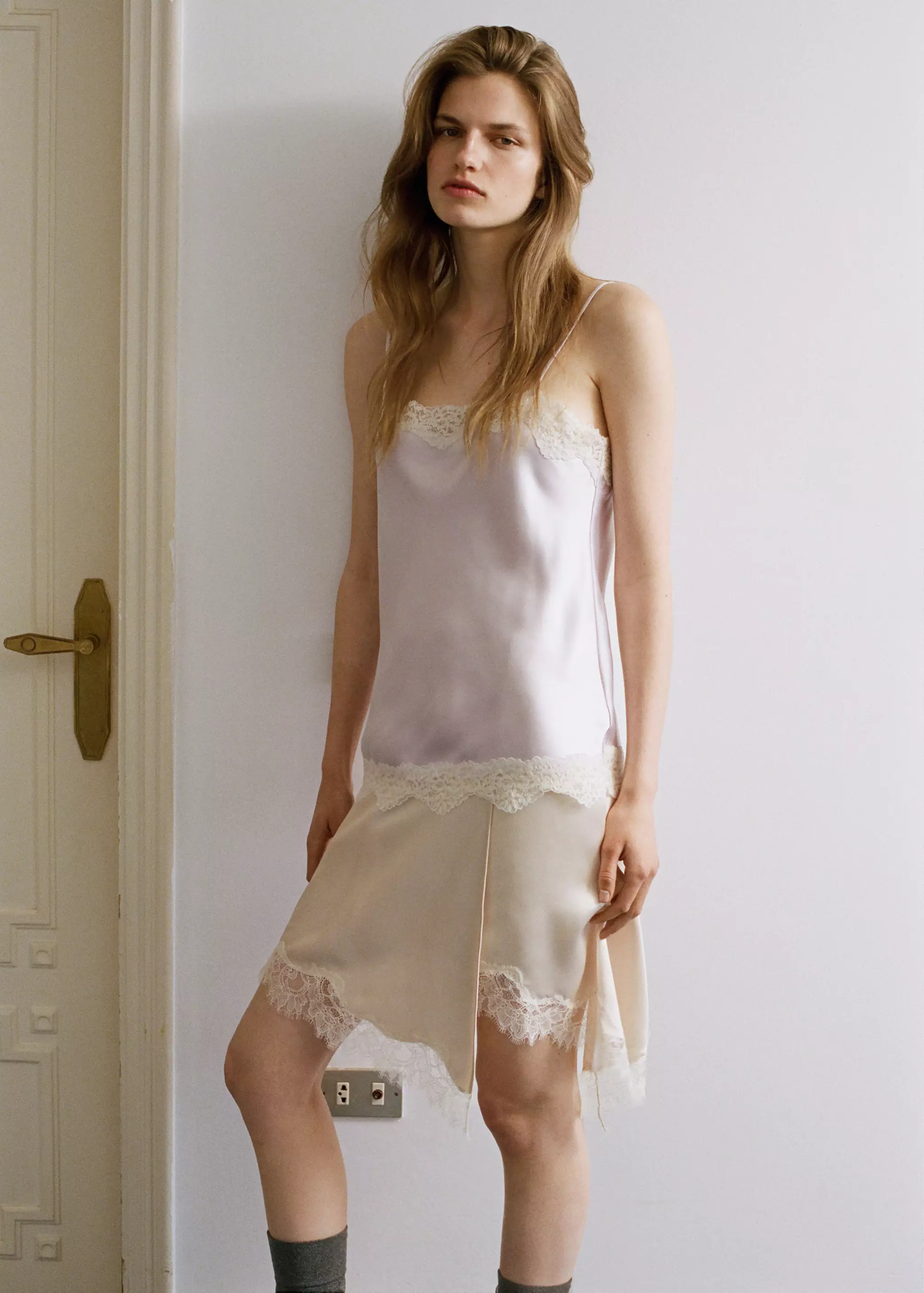 Lace Detail Satin Top - Women | Mango Usa