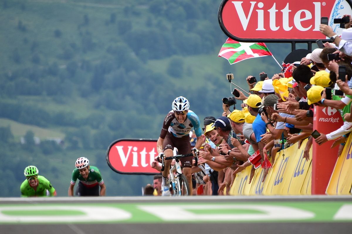 Romain Bardet grits his teeth and pushes it to the line in Peryagudes for his third career Tour stage win